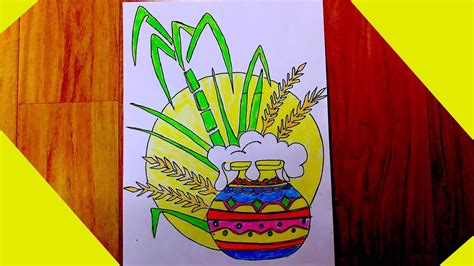 Pongal festival drawing competition how to draw pongal festival easily kaanum pongal drawing ...