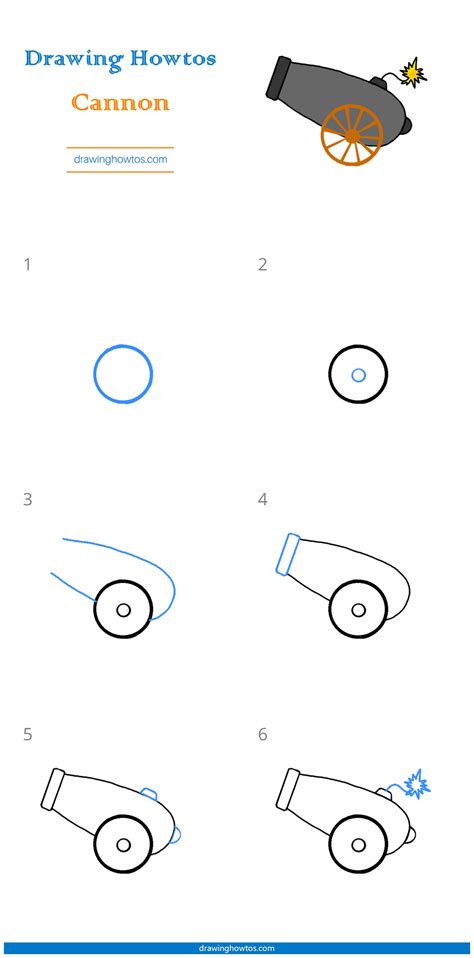 How to Draw a Cannon - Step by Step Easy Drawing Guides - Drawing Howtos