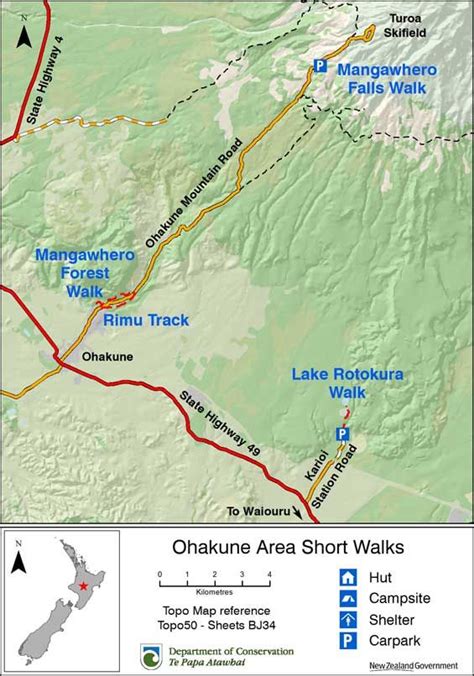 Ohakune area short walks: Ruapehu area tracks and walks | Location map, Parks and recreation ...