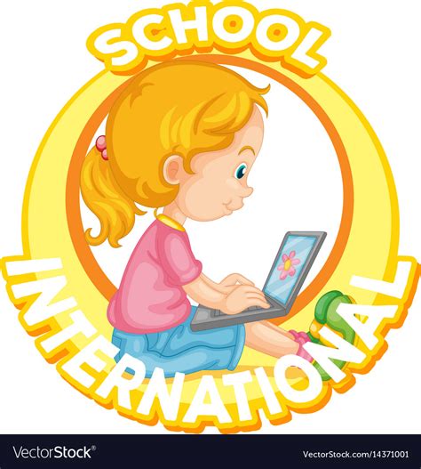 International school logo design with girl Vector Image