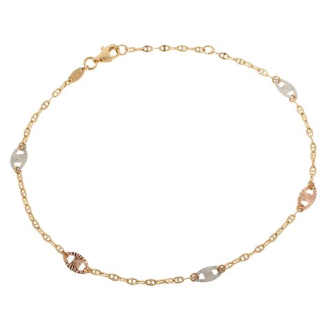 14K Tri-Color Gold Mariner Chain Anklet - 20919475 | HSN