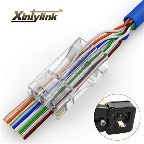 xintylink EZ rj45 connector cat6 rj 45 plug cat5e utp 8P8C network ...