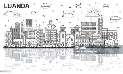 Outline Luanda Angola City Skyline With Modern Buildings And ...