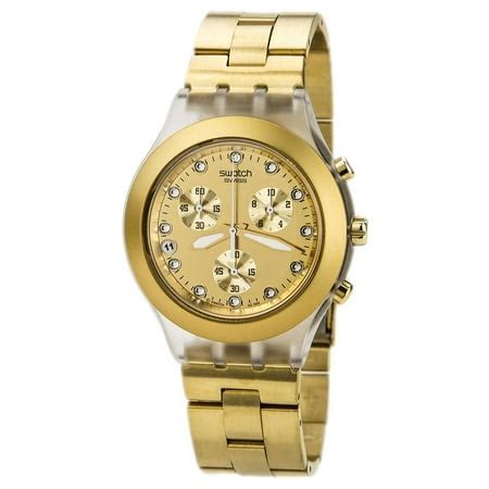 Swatch - Swatch SVCK4032G Unisex Full-blooded Gold Plated Stainless Steel Chronograph Watch ...