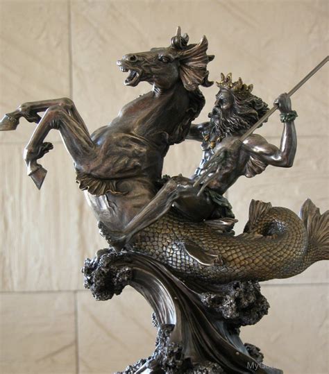 Poseidon On Sea Horse Statue - God Pictures