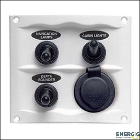 BEP Switch Panel DC Waterproof 3xOn/Off 1xPower Receptacle 16A White - DC Panels