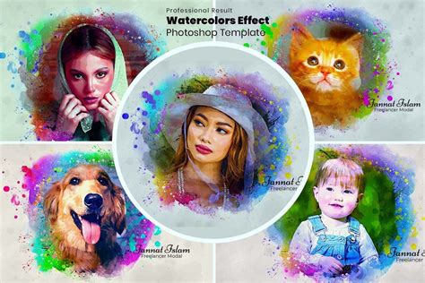 Realistic Watercolor Portrait Effect - Design Cuts