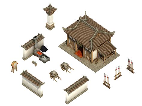 ArtStation - Han Dynasty - Architecture - Barracks | Game Assets