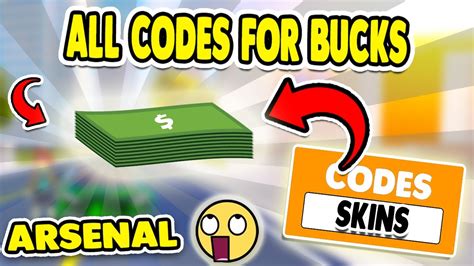 ALL *ARSENAL CODES* FOR BUCKS & SKIN 🔫 NOT EXPIRED CODES FOR ROBLOX ARSENAL 2020 - YouTube