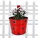 TrustBasket Single Pot Railing Plant with Polka Dots (Pack of 1) - (Red) Dotted Railing Metal ...