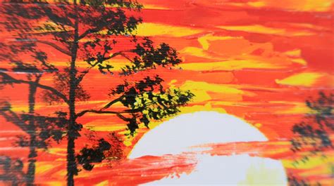 Pine Tree Painting Sunset Acrylic Original Artwork California - Etsy