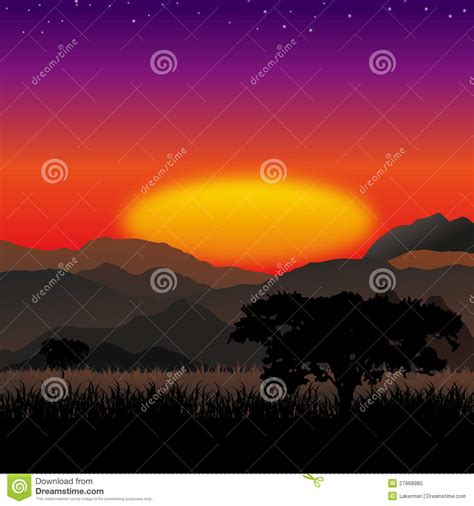 Savannah landscape stock vector. Illustration of stars - 27968980