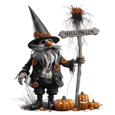 Halloween Gnome Scarecrow At The Funeral 3d, Halloween Gnome, Scarecrow ...