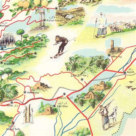 Old Map of Lebanon 1955 Tourist Map Beautiful Map Fine - Etsy Canada