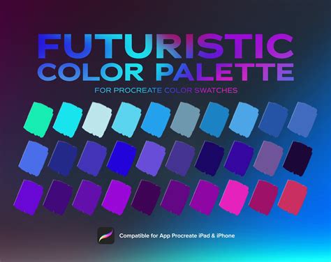 Futuristic Color Palette, Neon Color, Cyberpunk Color, Procreate Palette, Procreate Tools ...