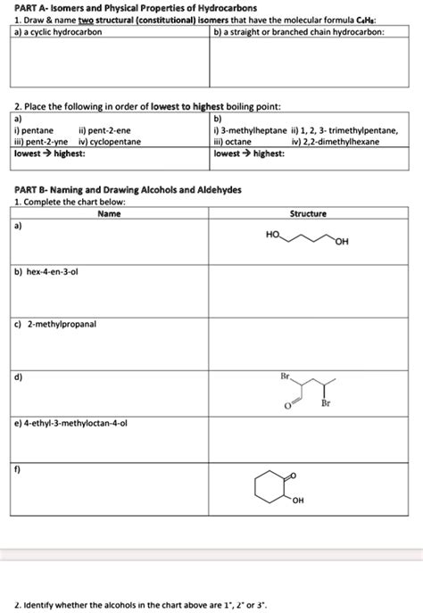 SOLVED: 'This is a chemistry question PART A- Isomers and Physical Properties of Hydrocarbons ...