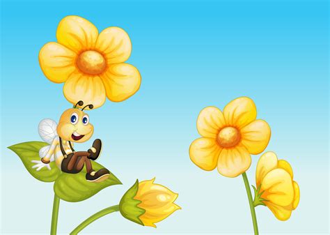 Bee on a flower 519696 Vector Art at Vecteezy