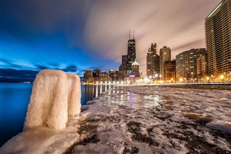 Lake Michigan Frozen Chicago Illinois Skyline Photo Art Print Poster 18x12 inch 606345352820 | eBay