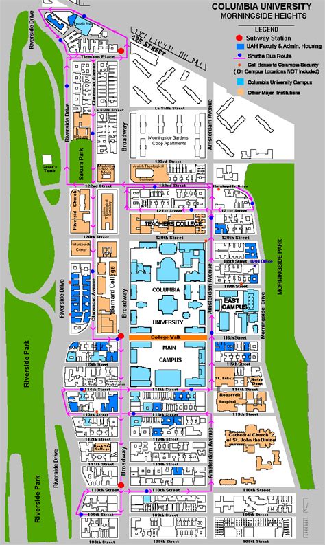 Map of Columbia University and Morningside Heights