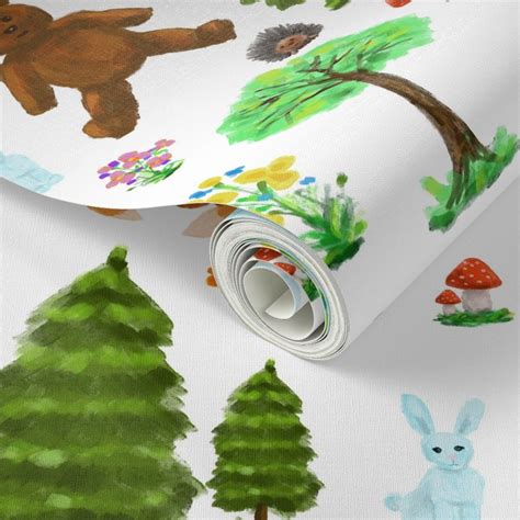 Animals in the forest Wallpaper | Spoonflower