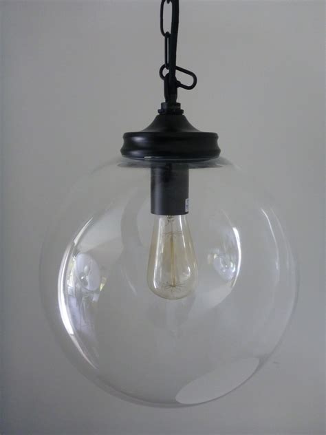 Clear Glass Globe Pendant 30cm