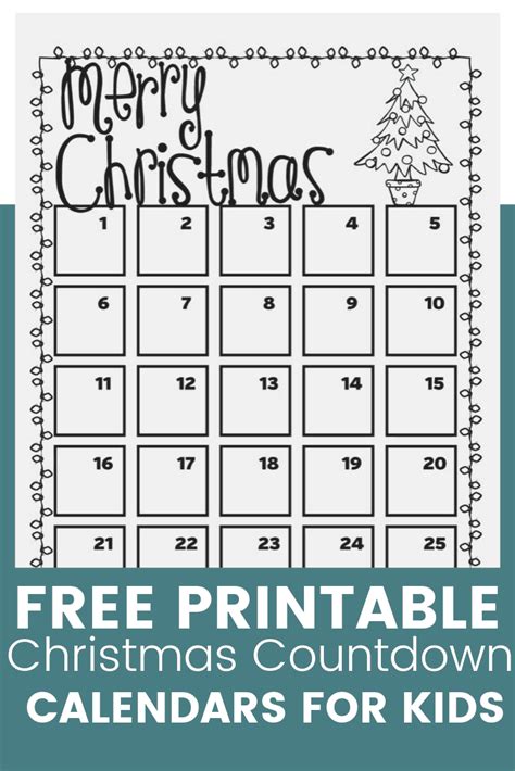 Christmas Countdown Calendar Printable - Printable Word Searches