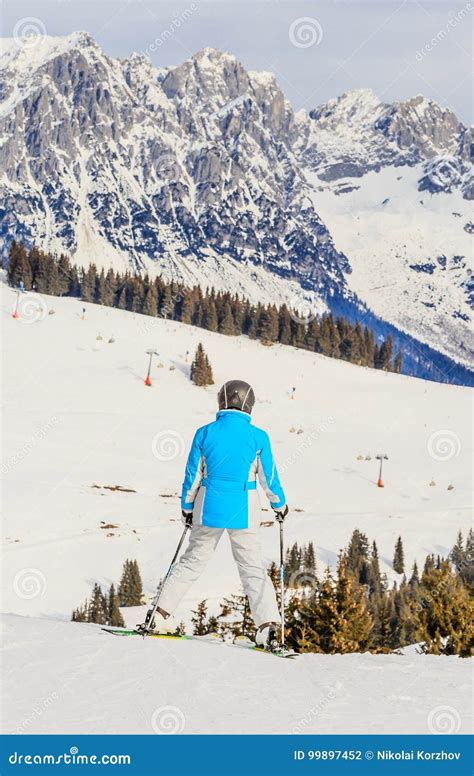 Skier on the Slopes of the Ski Resort Brixen Im Thale, Tyrol Editorial Photography - Image of ...