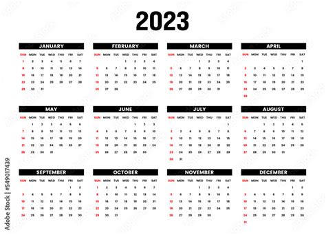 2023 Calendar starting Sunday Calendar 2023 template. Happy new year ...