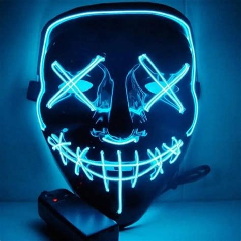 EL LED Light Flash Grimace Fluorescent Mask with Controller for ...