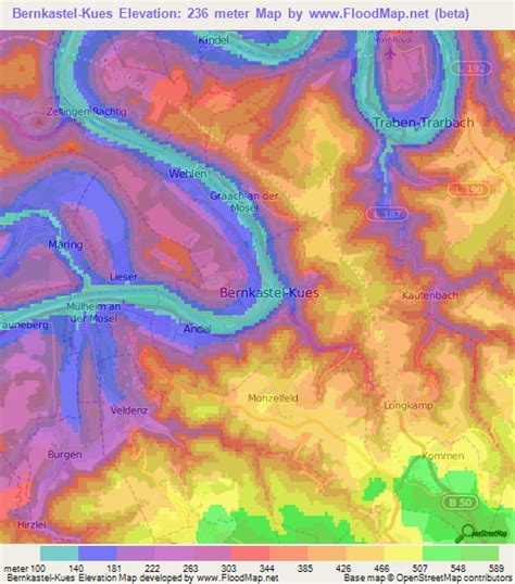 Elevation of Bernkastel-Kues,Germany Elevation Map, Topography, Contour