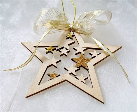 Christmas Star Ornaments, Laser cut Wood Stars, Christmas Tree Ornaments, Christmas Tree Stars ...