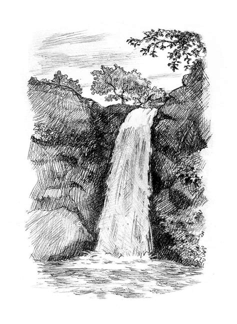 Waterfall Line Art