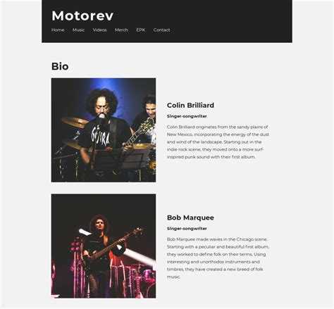 EPK Templates for Bands and Music Artists | Bandzoogle