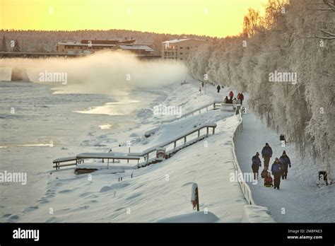 Rovaniemi, Lapland, northern Finland. frozen Kemijoki river Stock Photo ...