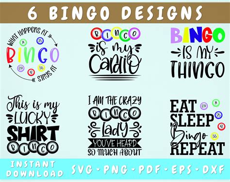 Bingo SVG Bundle 6 Designs Bingo Quotes SVG Cut Files Bingo - Etsy ...