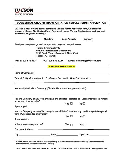 GT Vehicle Permit Application LH 2017 / Fly Tucson