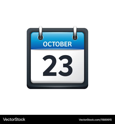 October 23 Calendar icon flat Royalty Free Vector Image