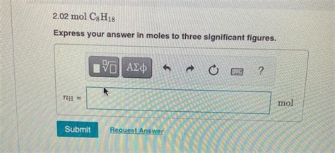 Solved determine the number of moles of hydrogen atoms in | Chegg.com