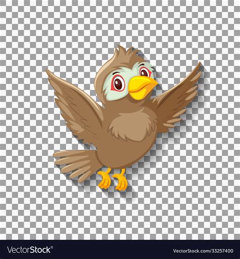 Cute sparrow bird cartoon character Royalty Free Vector