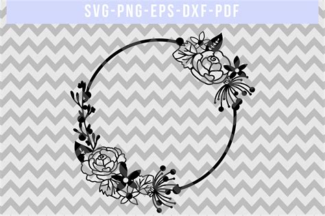 Floral Frame SVG Cut File, Flower Papercut, DXF, EPS, PDF