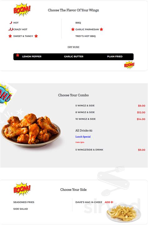 Wingz menus in Durham, North Carolina, United States