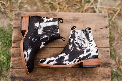 Black & White Genuine Leather Hair-On Cowhide Boots by Stiefeld Boots ...