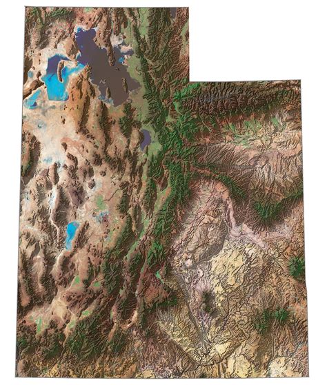 Utah Satellite Map - Large MAP Vivid Imagery-20 Inch By 30 Inch Laminated Poster With Bright ...