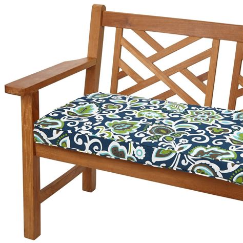 Floral Navy Indoor/Outdoor Bench Cushion, Corded - Walmart.com ...