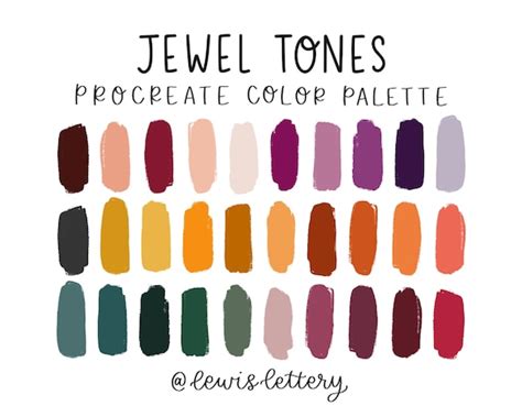 Jewel Tones Color Palette for PROCREATE 30 Color Swatches - Etsy Singapore