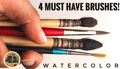 4 MUST HAVE Brushes! ~ Watercolor Brush guide with Demo - YouTube