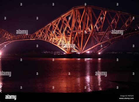 Forth Railway Bridge,at night Stock Photo - Alamy