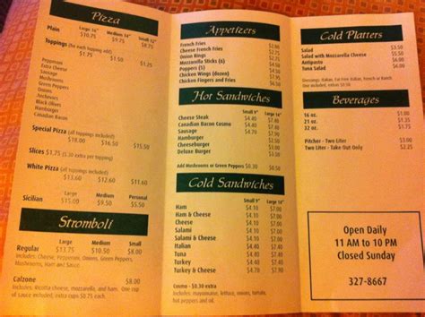 Menu at Venice Pizza pizzeria, Williamsport