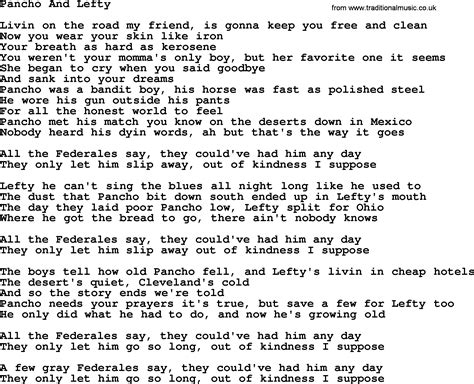 Willie Nelson song: Pancho And Lefty, lyrics