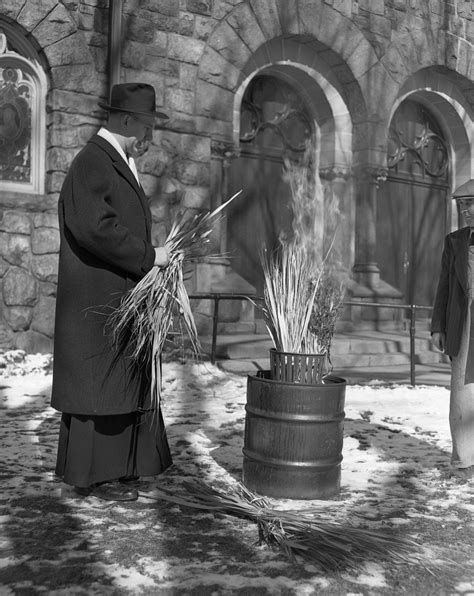 Burning Palms for Ash Wednesday, St. Thomas Catholic Church, February 1949 | Ann Arbor District ...